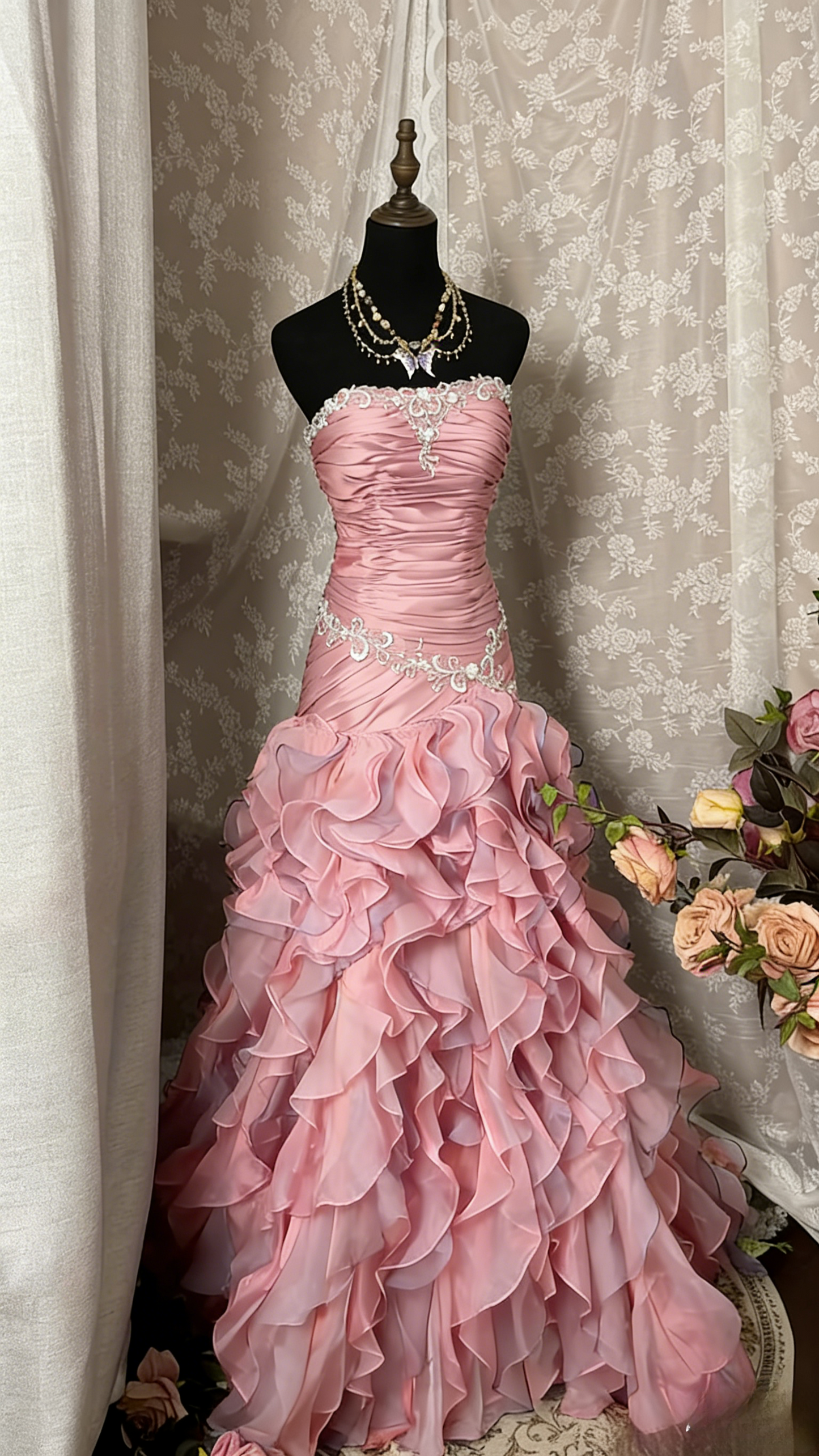 Vintage Sheath Grape Long Prom Dresses Tiered Tulle Strapless Quinceanera Dresses Sweet 16 Dresses ED05490