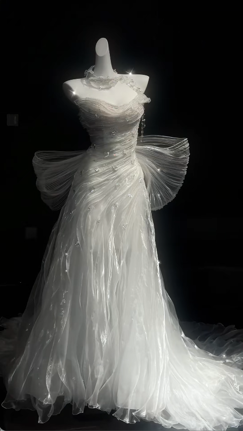 Luxury Strapless Mermaid Long Wedding Dresses Tulle White Bridal Gowns Sleeveless Bridal Dresses ED05494