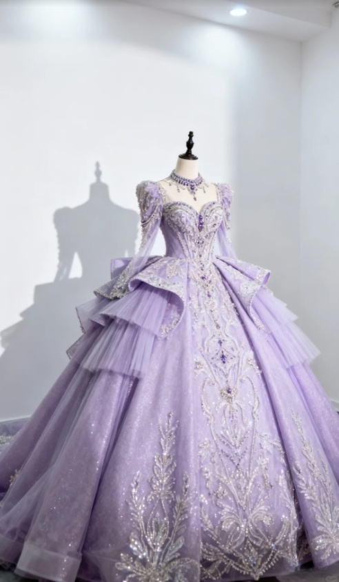 Fairy A-Line Purple Long Prom Dresses  Sweetheart Beaded Tulle Quinceanera Dresses Purple Sweet 16 Dresses ED05497