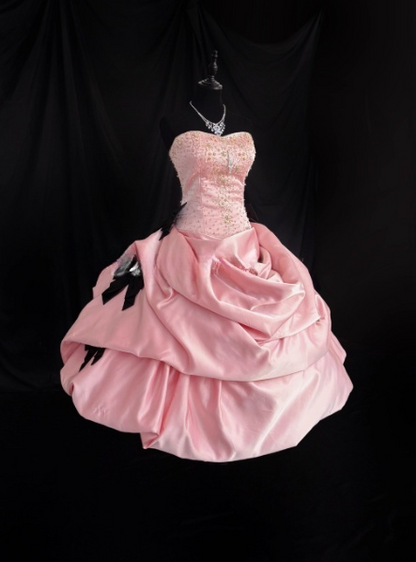Cute Strapless Ball Gown Short Prom Dresses Satin Bow Sleeveless Birthday Dresses Pink Party Dresses ED05501