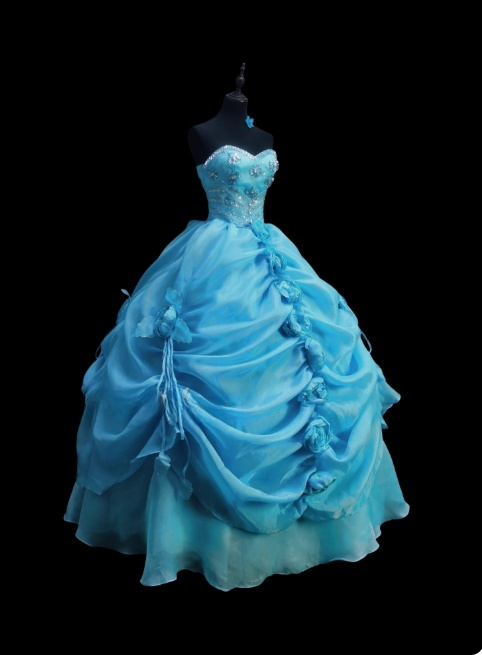 Gorgeous Sweetheart Ball Gown Blue Long Prom Dresses Chiffon Sweet 16 Dresses Blue Quinceanera Dresses ED05513