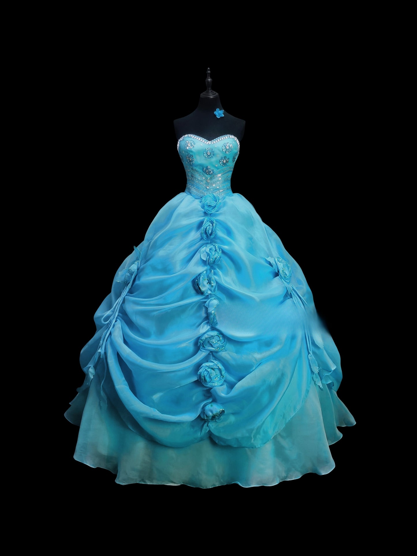 Gorgeous Sweetheart Ball Gown Blue Long Prom Dresses Chiffon Sweet 16 Dresses Blue Quinceanera Dresses ED05513