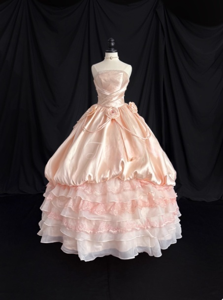 Fairy Strapless Ball Gown Pink Long Prom Dresses Satin Sweet 16 Dresses Pink Quinceanera Dresses ED05515