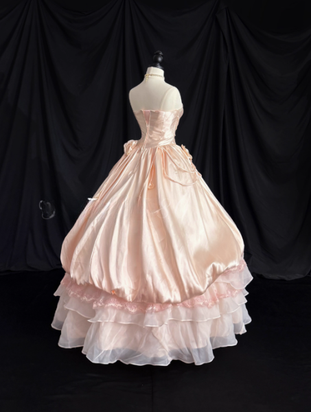 Fairy Strapless Ball Gown Pink Long Prom Dresses Satin Sweet 16 Dresses Pink Quinceanera Dresses ED05515