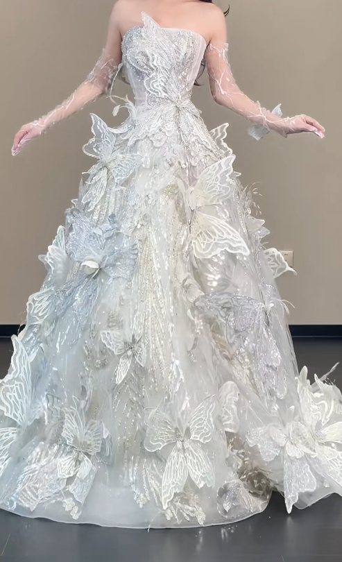 Robes d'anniversaire élégantes bleu dégradé, col en V, paillettes, mousseline, fourreau, robes de bal, robes de soirée ED04456