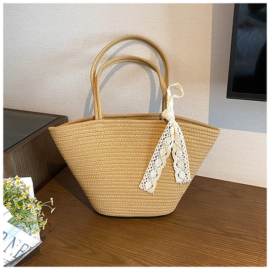 Sac fourre-tout polyvalent à bandoulière, sac à main de plage tissé ED0552