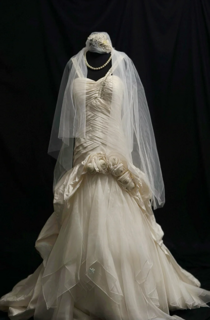 Retro Straps Sheath Long Weddng Dresses Tulle White Bridal Gowns Sleeveless Bridal Dresses ED05568