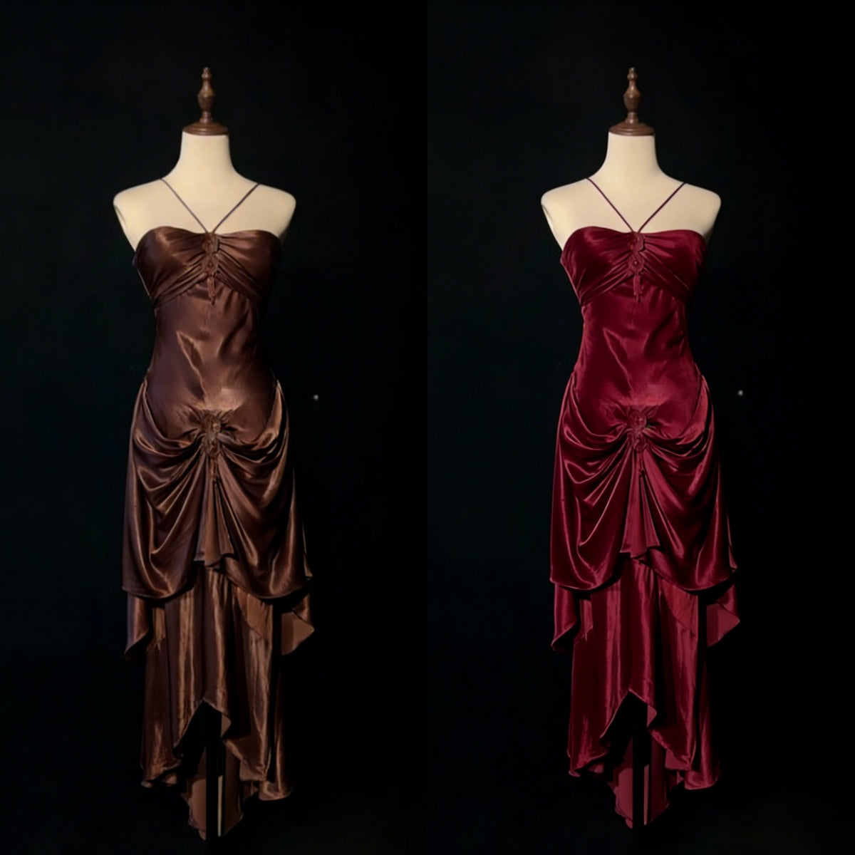 Chic Halter Sheath Short  Prom Dresses Satin Blue Evening Gowns Sleeveless Formal Dresses ED05577