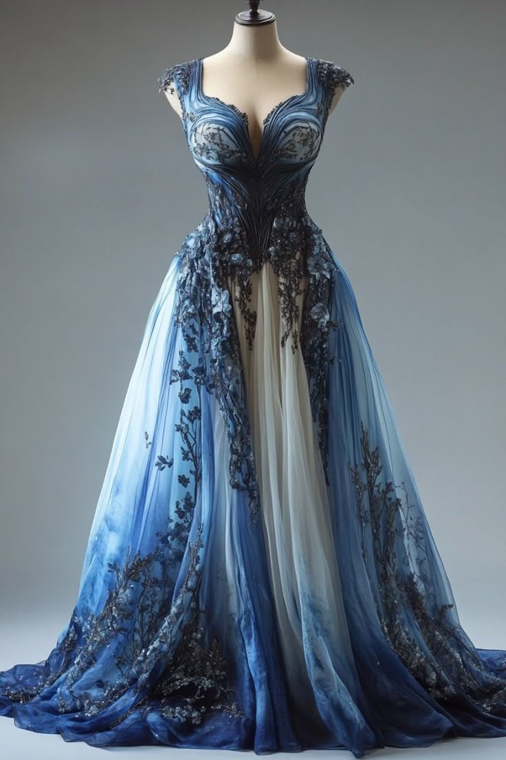 Fairy Straps A-Line Long Prom Dresses Tulle Blue Evening Gowns Sleeveless Sweet 16  Dresses ED05594