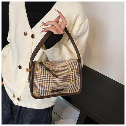 Sac fourre-tout polyvalent à bandoulière rétro à carreaux ED0559