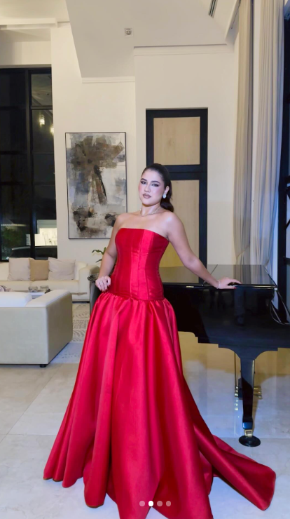 Glam Strapless Sheath Long Prom Dresses, Satin Red Evening Gowns  Sleeveless Christmas Dresses ED05601