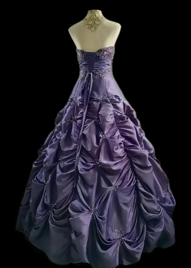 Glam Strapless A-Line Long Prom Dresses, Satin Purple Quinceanera Dresses  Sleeveless Sweet 16 Dresses ED05602