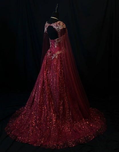 Fairy Sweetheart A-Line Long Prom Dresses, Tulle Beaded Burgundy Quinceanera Dresses  Sleeveless Sweet 16 Dresses ED05607