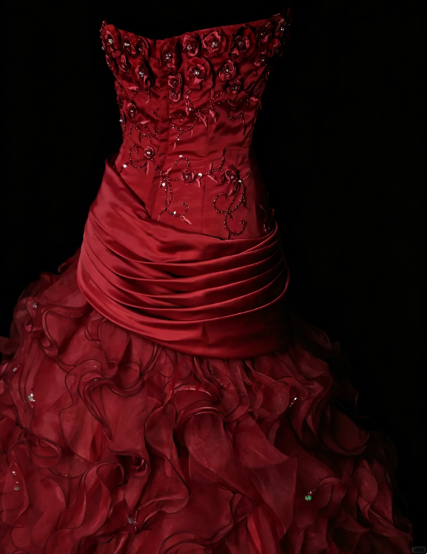 Fairy Strapless Ball Gown Long Prom Dresses, Tulle Burgundy Birthday Dresses  Sleeveless Sweet 16 Dresses ED05610
