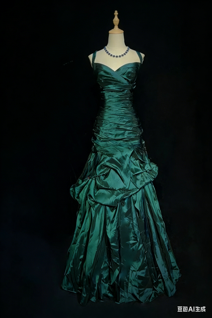 Gorgeous Straps Sheath Long Prom Dresses Satin Navy Blue Evening Dresses Sleeveless Birthday Dresses  ED05627