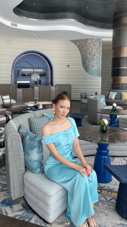 Elegant One-shoulder Sheath Long Prom Dresses Satin Blue Evening Dresses Wedding Guest Dresses ED05666