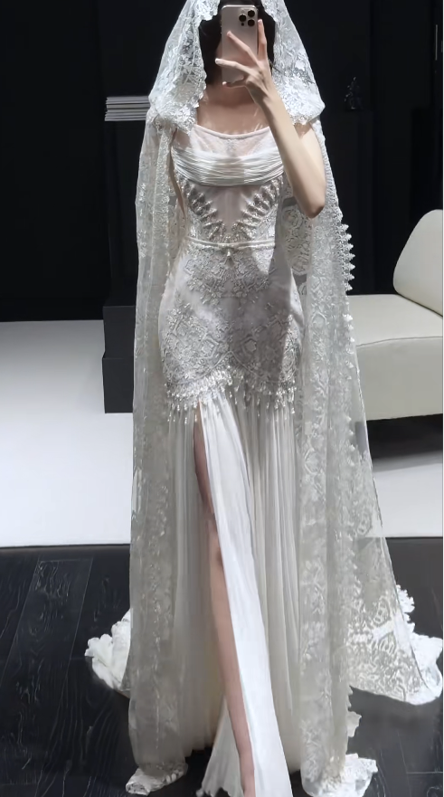 Luxury Straps Sheath Long Wedding Dresses Chiffon Lace White Bridal Gowns Sleeveless Bridal Dresses ED05679
