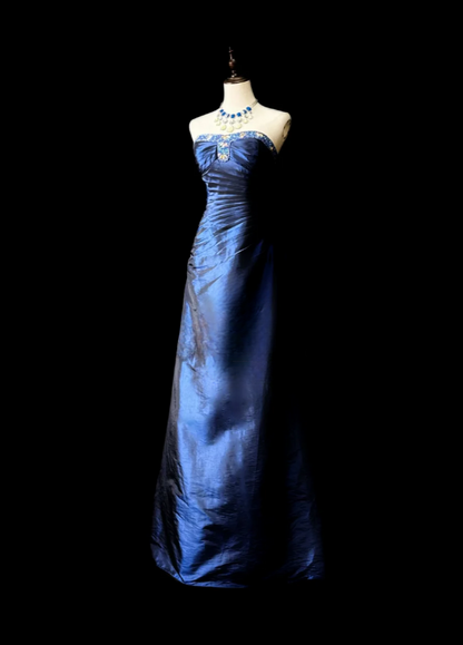 Robes d'anniversaire élégantes bleu dégradé, col en V, paillettes, mousseline, fourreau, robes de bal, robes de soirée ED04456