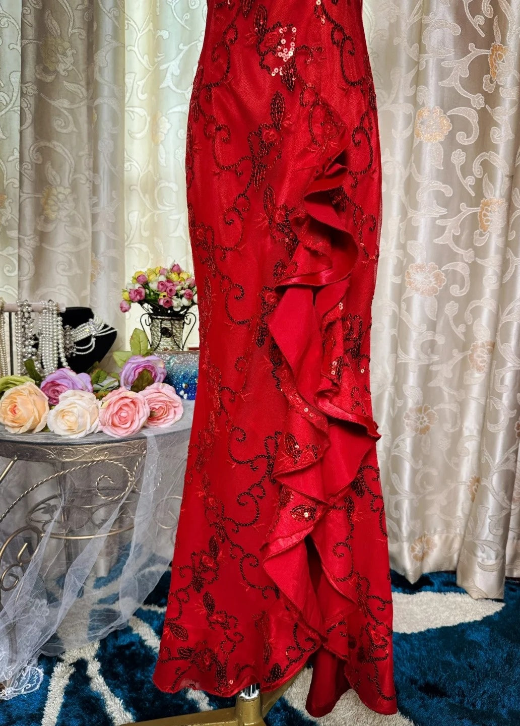 Chic Halter Sheath Long Prom Dresses Beaded Chiffon Lilac Evening Dresses Sleeveless Lilac Christmas Dresses EP05666