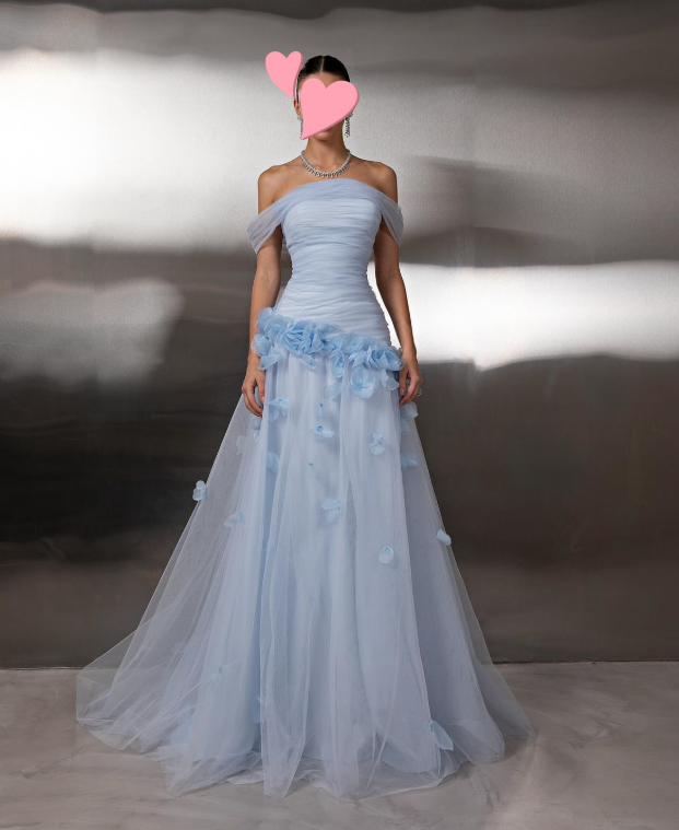 Robes d'anniversaire élégantes bleu dégradé, col en V, paillettes, mousseline, fourreau, robes de bal, robes de soirée ED04456