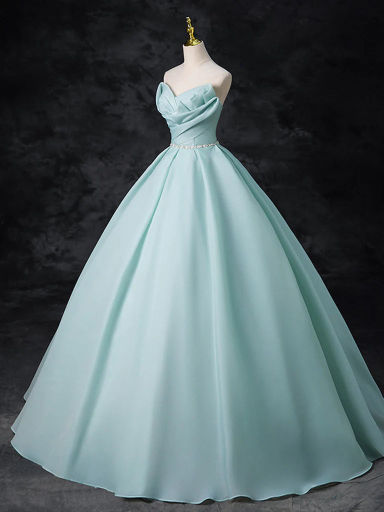 A-Line Beads Blue Long Prom Dress, Blue Long Formal Dress ED0574