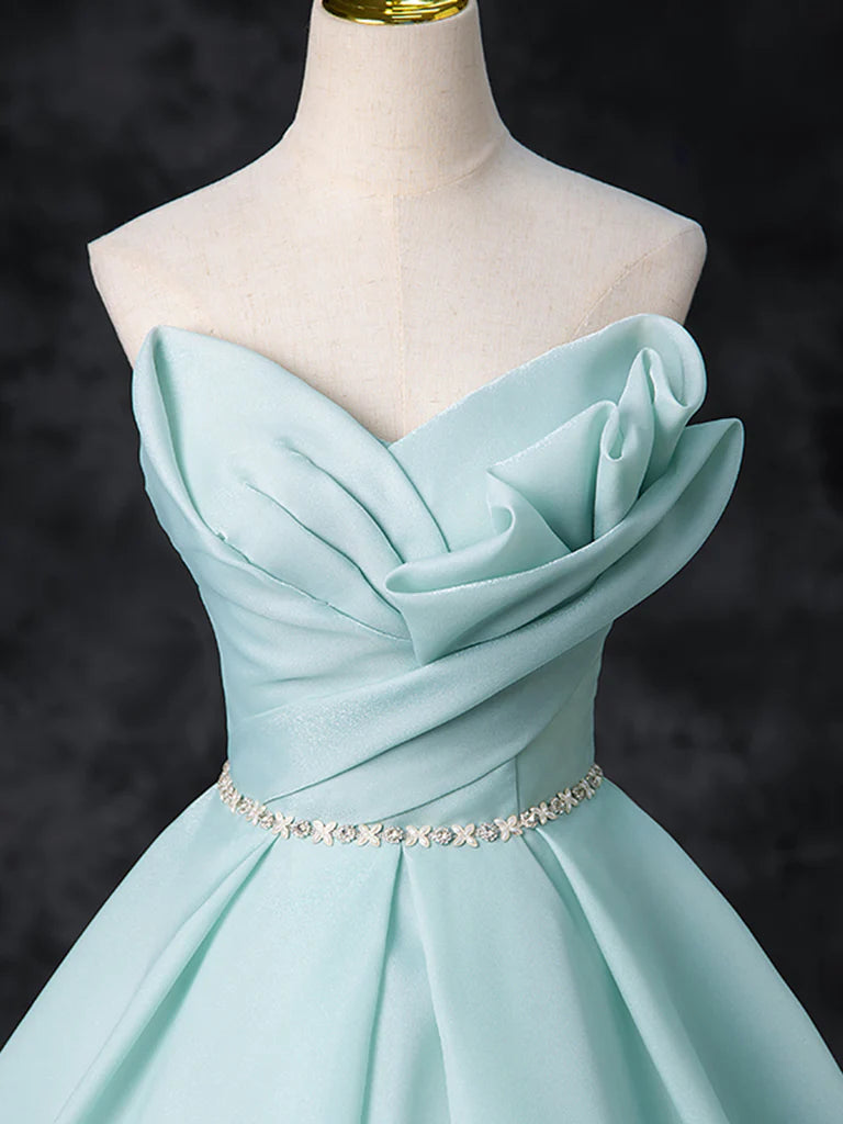 A-Line Beads Blue Long Prom Dress, Blue Long Formal Dress ED0574