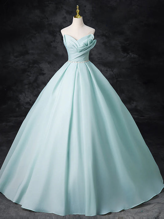 A-Linie Perlen Blau Langes Ballkleid, Blau Langes Abendkleid ED0574