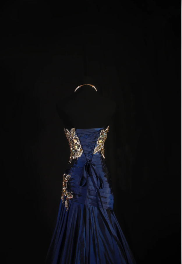 Robes d'anniversaire élégantes bleu dégradé, col en V, paillettes, mousseline, fourreau, robes de bal, robes de soirée ED04456