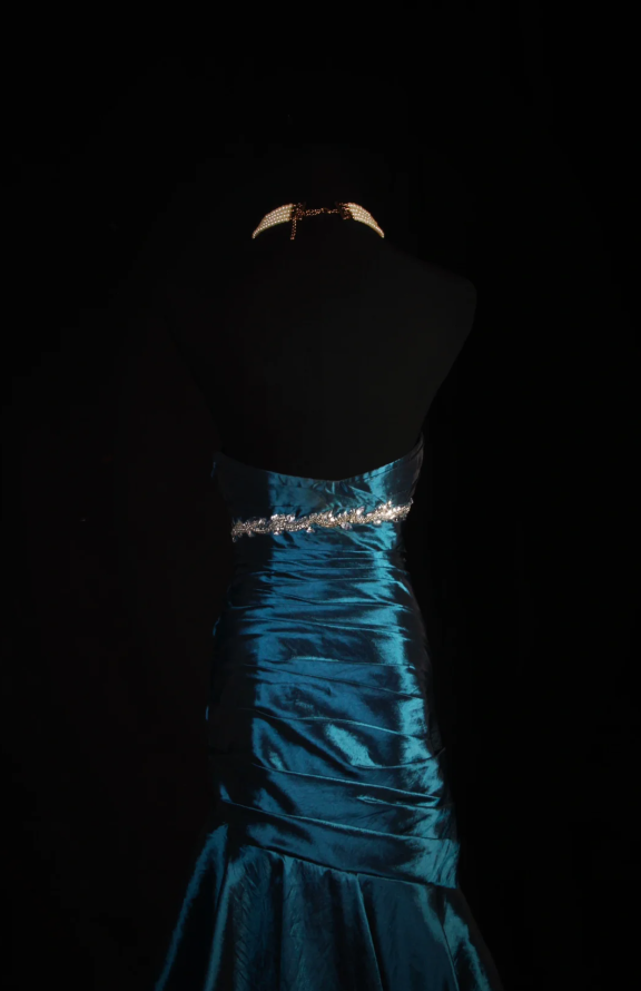 Robes d'anniversaire élégantes bleu dégradé, col en V, paillettes, mousseline, fourreau, robes de bal, robes de soirée ED04456