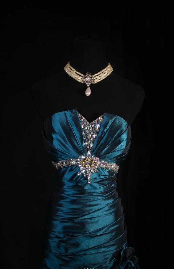 Robes d'anniversaire élégantes bleu dégradé, col en V, paillettes, mousseline, fourreau, robes de bal, robes de soirée ED04456