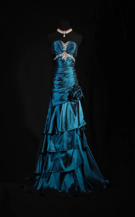 Robes d'anniversaire élégantes bleu dégradé, col en V, paillettes, mousseline, fourreau, robes de bal, robes de soirée ED04456