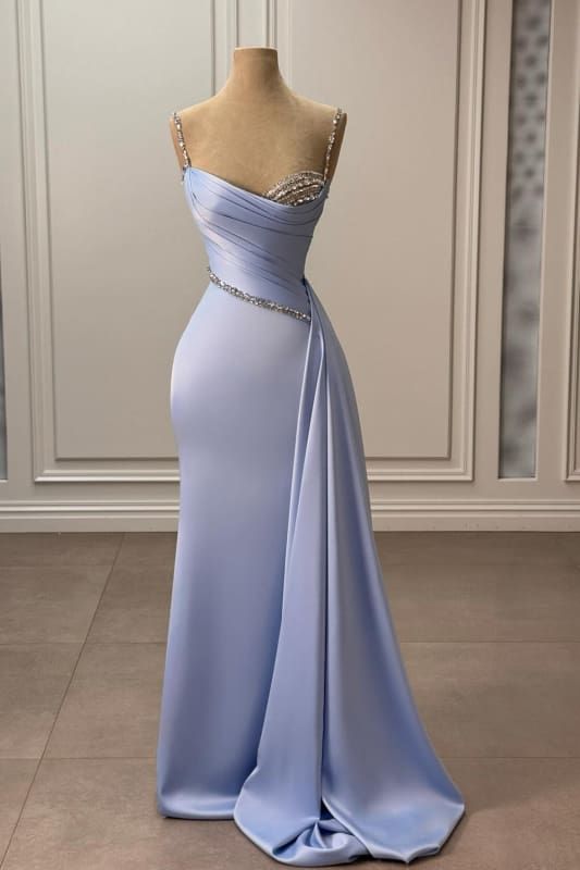 Robes d'anniversaire élégantes bleu dégradé, col en V, paillettes, mousseline, fourreau, robes de bal, robes de soirée ED04456