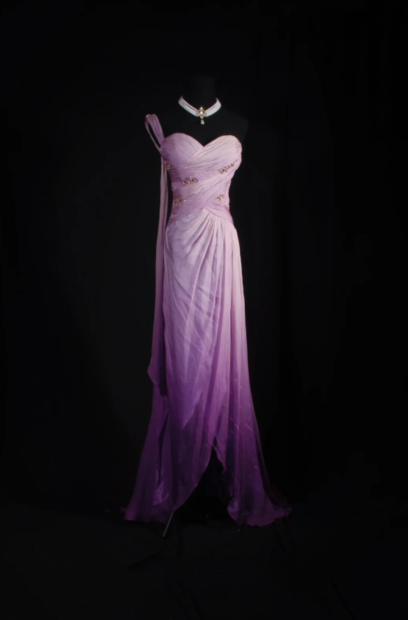 Robes d'anniversaire élégantes bleu dégradé, col en V, paillettes, mousseline, fourreau, robes de bal, robes de soirée ED04456