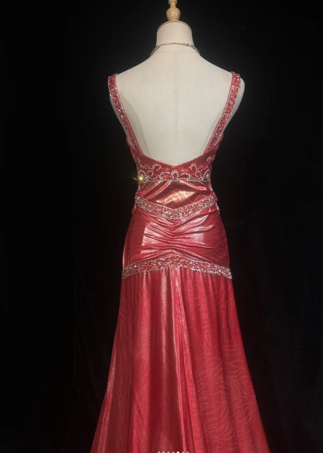 Robes d'anniversaire élégantes bleu dégradé, col en V, paillettes, mousseline, fourreau, robes de bal, robes de soirée ED04456