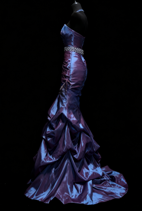 Chic Navy Blue Mermaid Long Prom Dresses Satin Strapless Evening Gowns ED05776