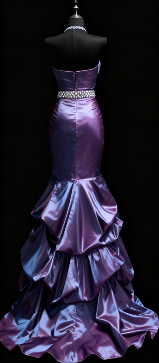 Chic Navy Blue Mermaid Long Prom Dresses Satin Strapless Evening Gowns ED05776