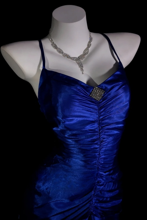 Robes d'anniversaire élégantes bleu dégradé, col en V, paillettes, mousseline, fourreau, robes de bal, robes de soirée ED04456