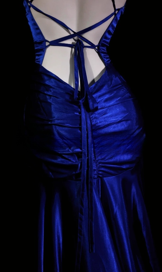 Robes d'anniversaire élégantes bleu dégradé, col en V, paillettes, mousseline, fourreau, robes de bal, robes de soirée ED04456