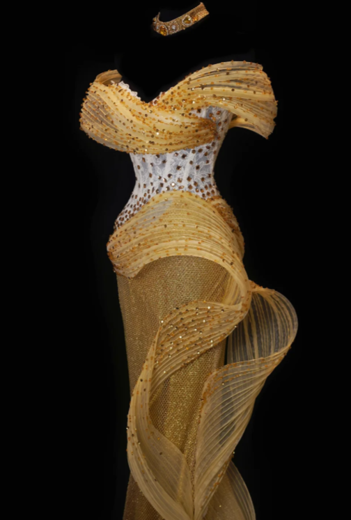 Chic Yellow Sheath Long Prom Dresses Beaded Tulle Off-shoulder Evening Dresses Sleeveless Birthday Dresses ED05787