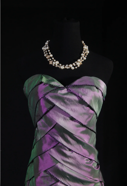 Elegant Purple Mermaid Long Prom Dresses Satin Sweetheart Evening Dresses Sleeveless Wedding Guest Dresses ED05789