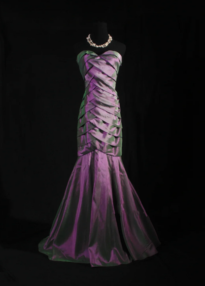 Elegant Purple Mermaid Long Prom Dresses Satin Sweetheart Evening Dresses Sleeveless Wedding Guest Dresses ED05789