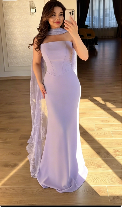 Chic Blue Bridsmaid Dresses Chiffon Sheath Long Prom Dresses Strapless Evening Gowns ED05802