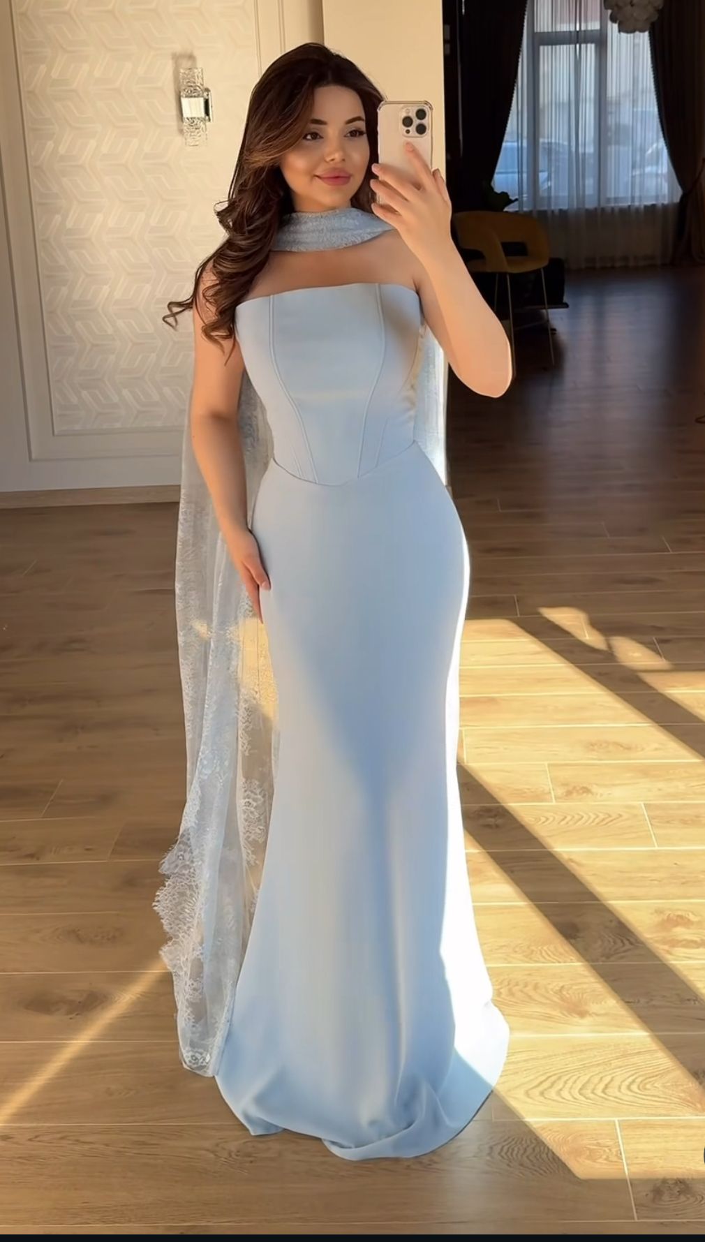 Chic Blue Bridsmaid Dresses Chiffon Sheath Long Prom Dresses Strapless Evening Gowns ED05802