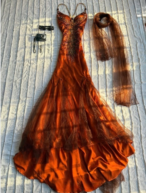 Elegant A-Line Long Prom Dresses Beaded Satin Spaghetti Straps Evening Gowns Sleeveless Formal  Dresses ED05812