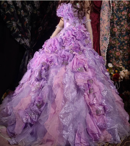 Cute Ball Gown Tulle Long Prom Dresses Appliques Strapless Quinceanera Dresses Sleeveless Sweet 16 Dresses ED05829