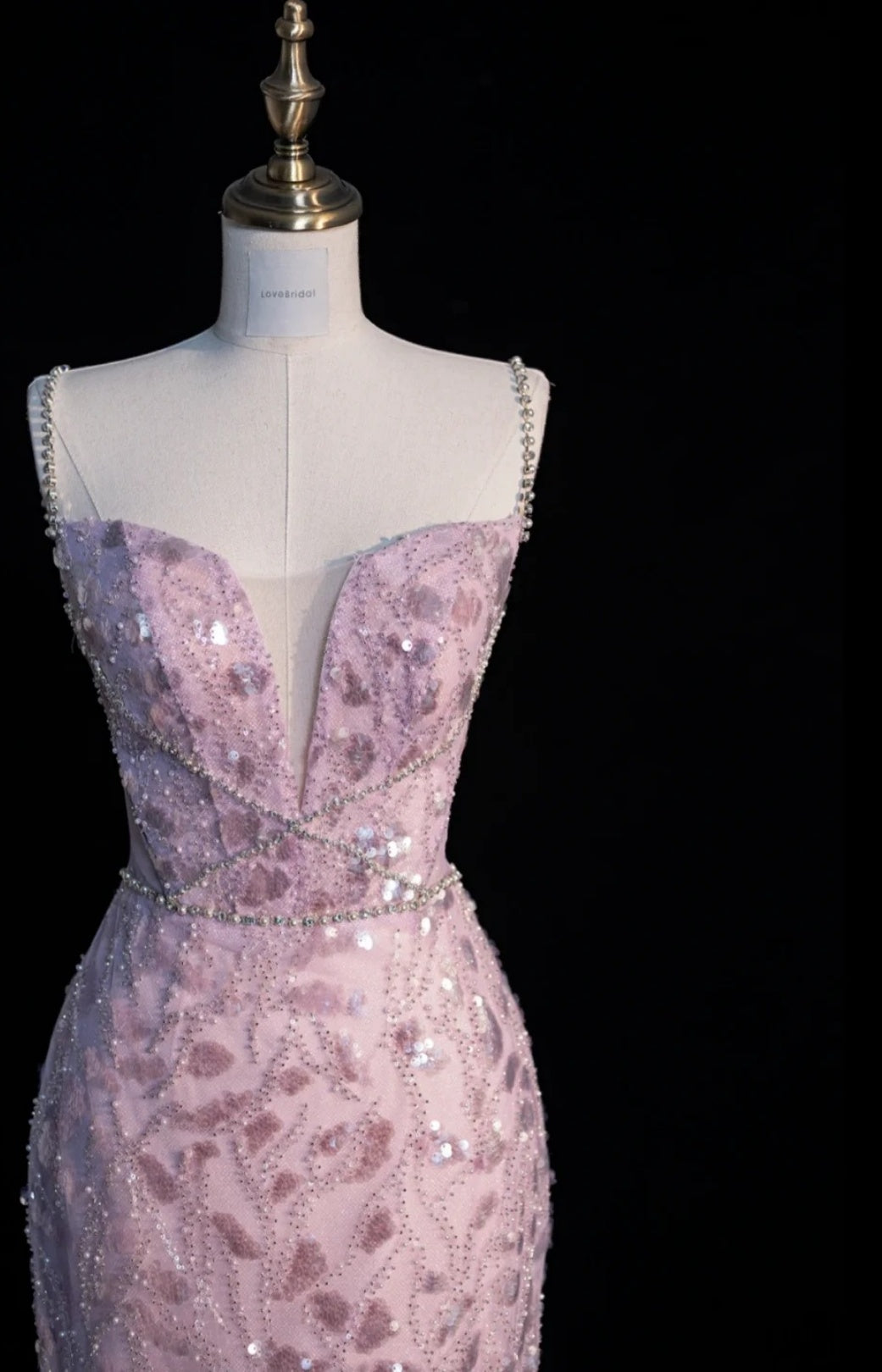 Fairy Lilac Mermaid Long Prom Dresses Sequins Tulle Strapless Evening Dresses Sleeveless Formal Dresses ED05837