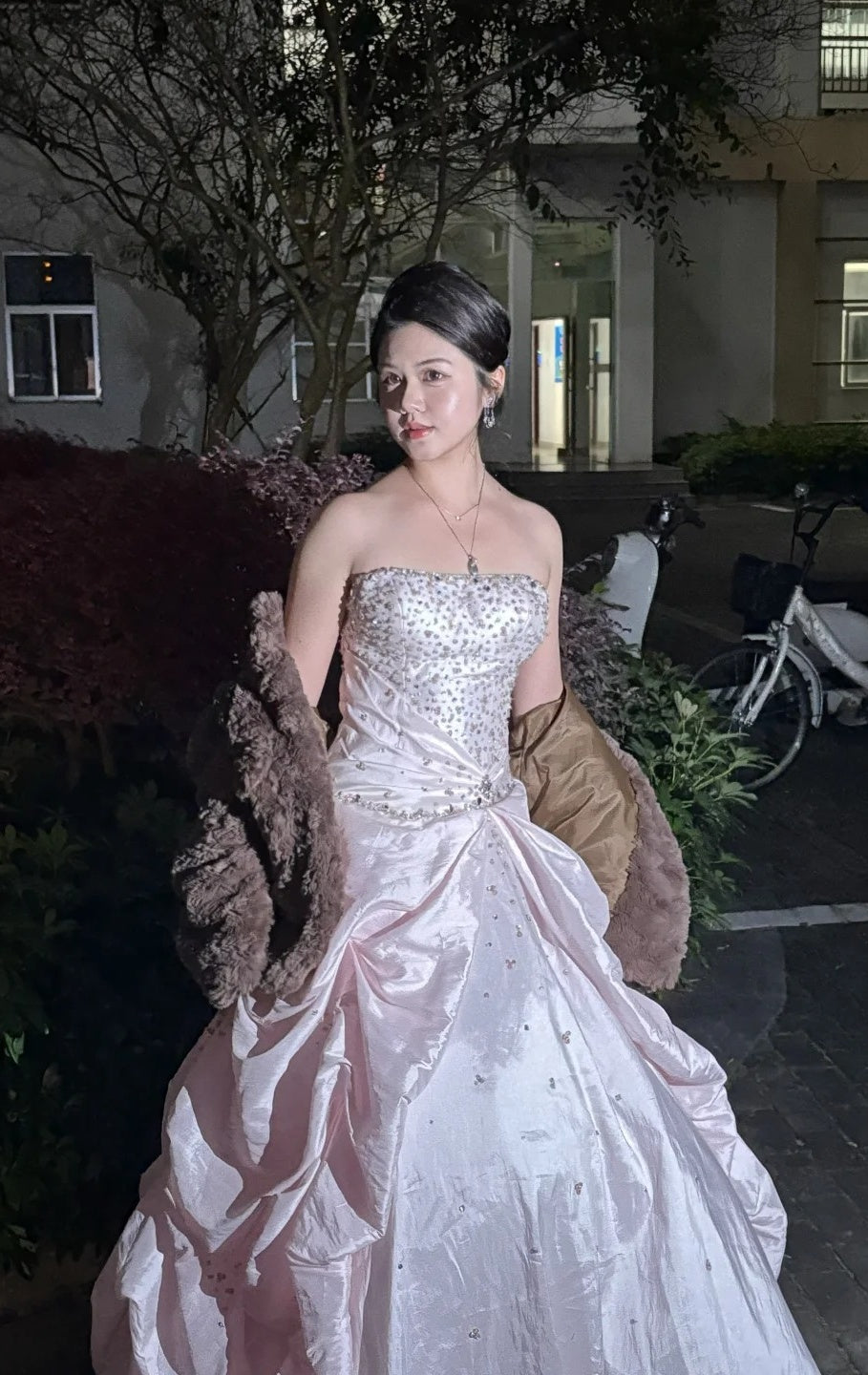 Robes d'anniversaire élégantes bleu dégradé, col en V, paillettes, mousseline, fourreau, robes de bal, robes de soirée ED04456