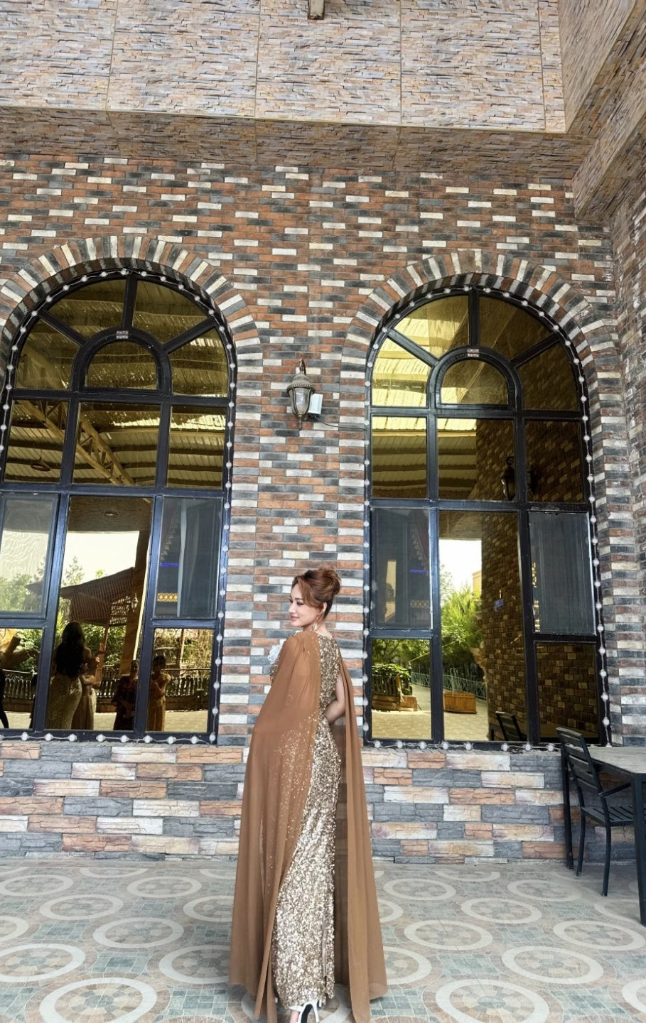 Chic Champagne Mermaid Long Prom Dresses Sequins Asymmetrical Necklines Wedding Guest Dresses ED05849