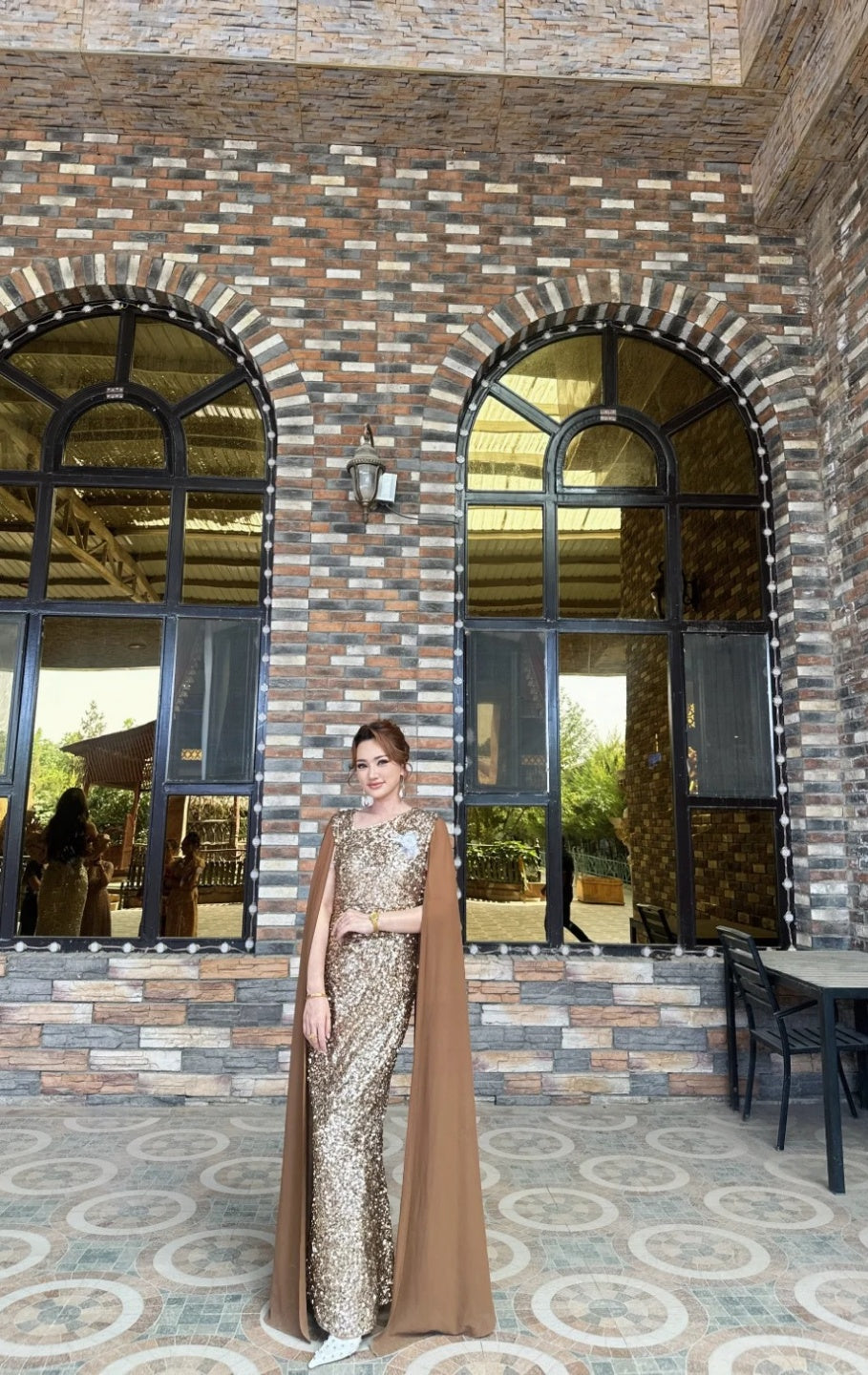 Chic Champagne Mermaid Long Prom Dresses Sequins Asymmetrical Necklines Wedding Guest Dresses ED05849