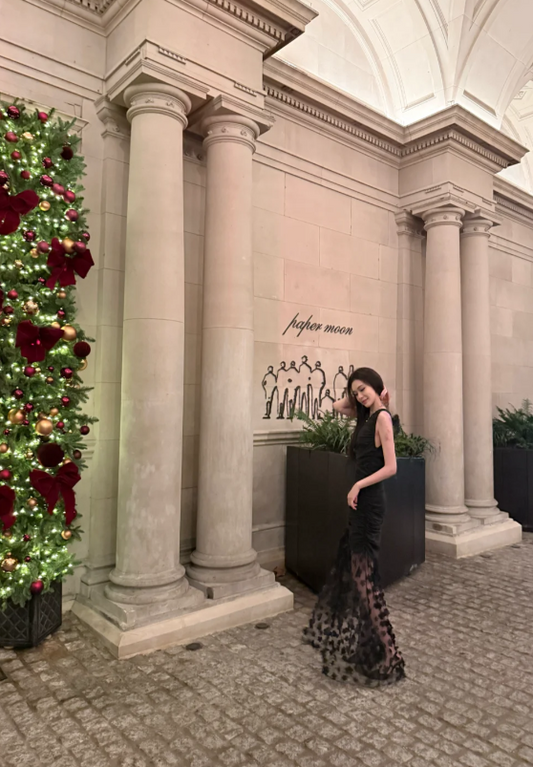 Glam Black Sheath Long Prom Dresses Satin One-shoulder Evening Dresses Sleeveless Formal Dresses ED05874